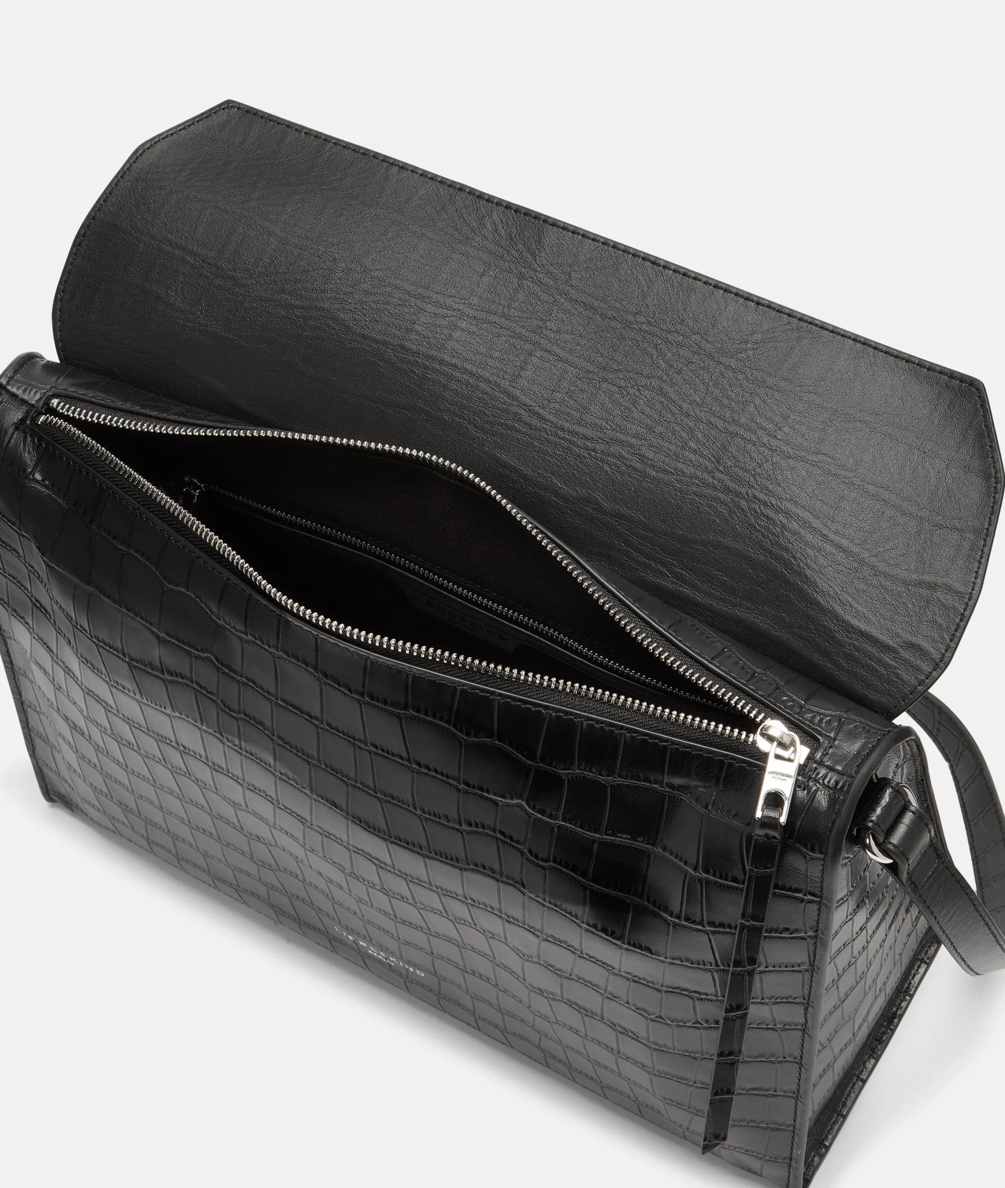 LIEBESKIND BERLIN Kroko Lora Shoulder-Bag M schwarz