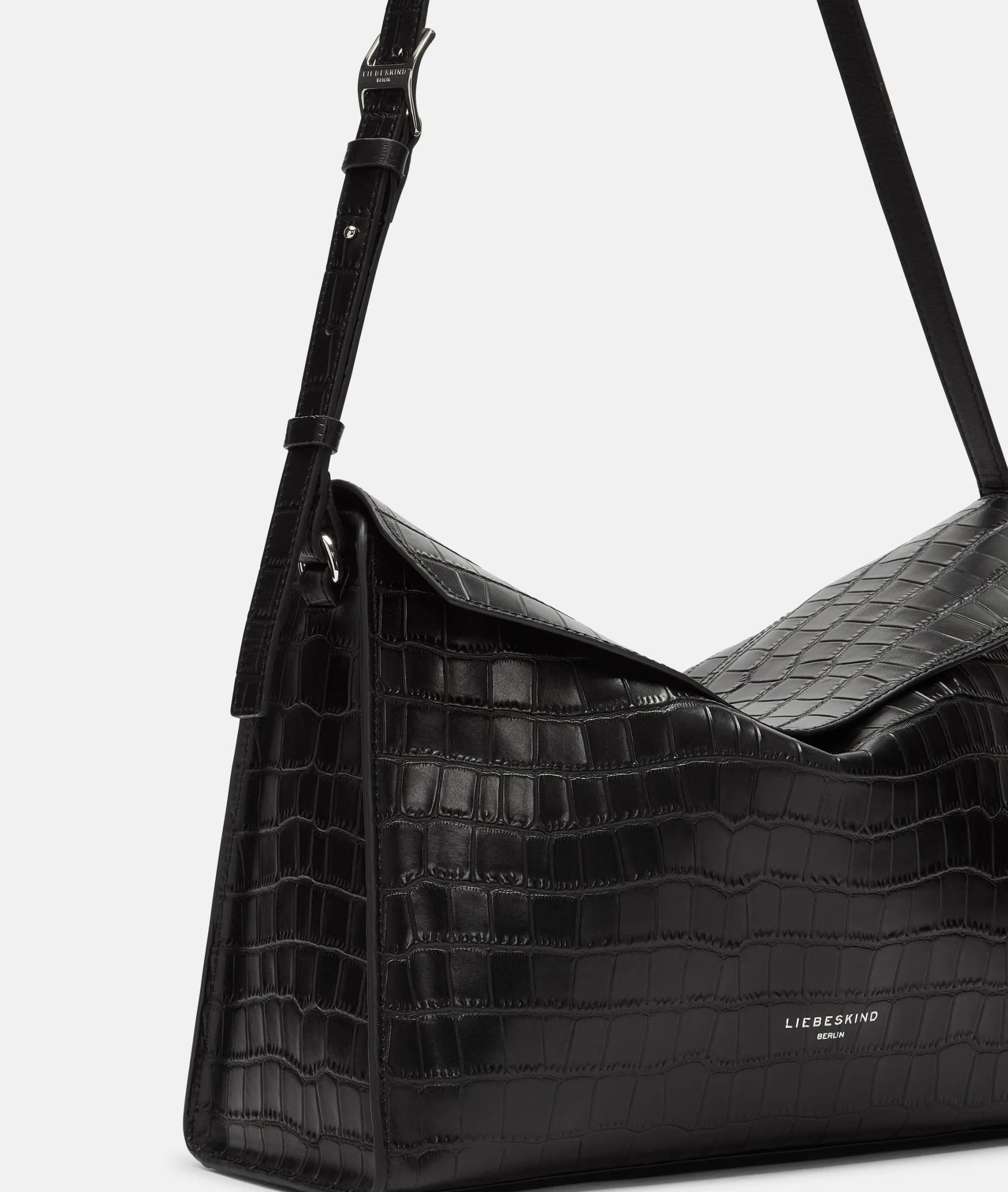 LIEBESKIND BERLIN Kroko Lora Shoulder-Bag M schwarz